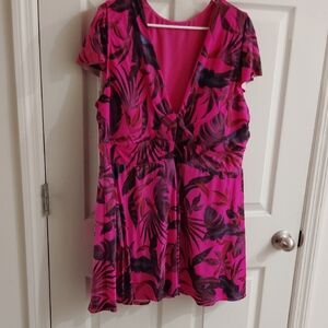 Pink and Black Floral Swimsuit